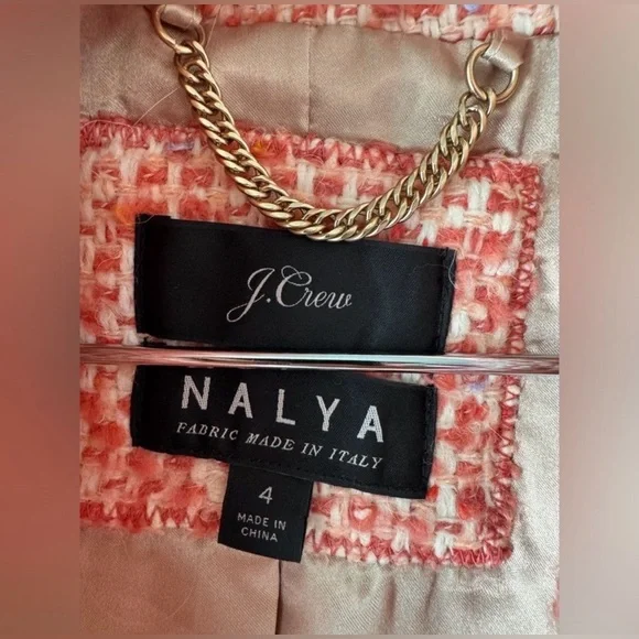 J.Crew Nalya Italian Tweed Lady Coat Peach Pink Wool Blend Topcoat Size 4 - Picture 8 of 15